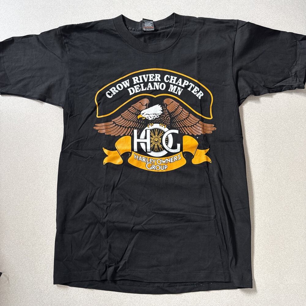 Harley Davidson Motorcycles L Crow River Chapter Delano MN Vintage HOG Shirt